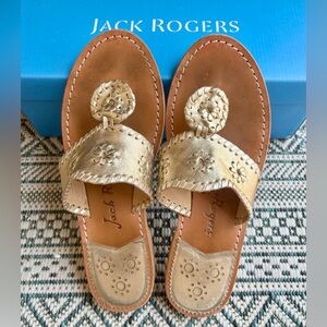 Jack Rogers Flat Sandals Classic Whipstitch in Platinum